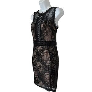 Entry Women’s Black Cocktail Evening Party mini Lace Dress sz M